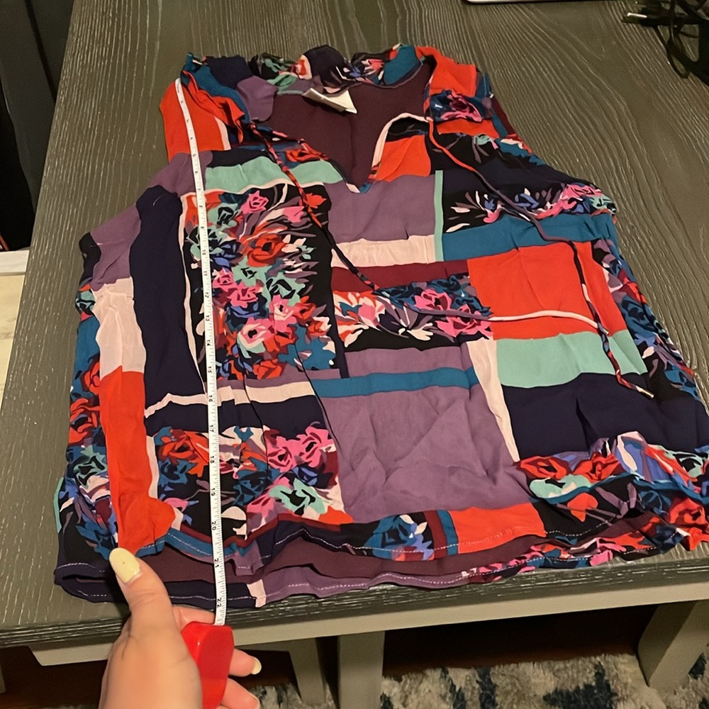 Maeve by Anthropologie sleeveless multicolor floral ruffle collar top - Picture 12 of 12